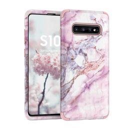 For Samsung S10 Plus Case Luxury Marble 3in1 Heavy Duty Full-Body Protection Case Cover for Samsung Galaxy S10