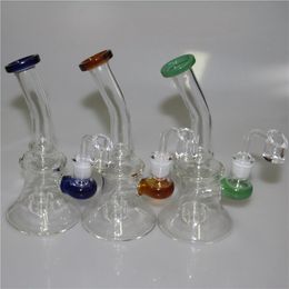 Mini Glass Bongs Oil Rigs hookah With 4mm thick 14mm male joint Quartz Banger Colourful 7.4" Heady Beaker bong Water Pipes