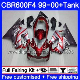 Body +Tank For HONDA CBR600 F4 CBR 600 F4 FS CBR600 F 4 287HM.0 CBR600F4 99 00 CBR600FS CBR 600F4 1999 2000 Fairings kit Glossy Silvery red