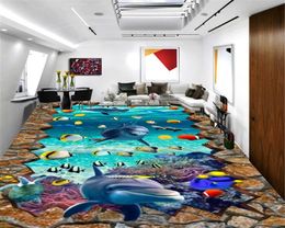 3d Wallpaper for Floor Living Fishes and Dolphins Living Room Bedroom TV Background Wall Wallpaper