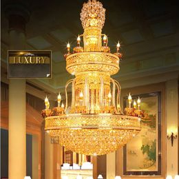 American Crystal Chandelier LED Light European Luxurious Crystal Chandeliers Lights Fixture Home Villa Hotel Lobby Hall Parlour Hanging lamps