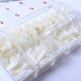 HOT 1 Box 500Pcs Fashion Full Cover Natural False Nails Fake Tips Box Nail Art Artificial Acrylic Beauty Tool DIY Manicure Set