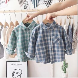 Baby Plaid Shirts Kids Boys Girls Long Sleeve Tops Cotton Turn Down Collar Blouse Grid Casual T-shirt Toddler Boutique Gentleman Suit CYP624