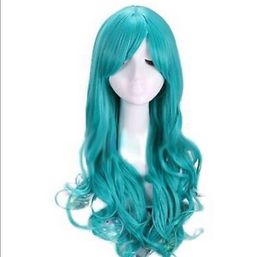 WIG free shipping Fashion Women 60cm long Dark Turquoise blue body Wavy Cosplay party Wig