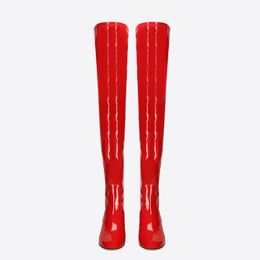 hot sale fashion womens shoes winter chunky heels zipper sexy elegant ladies boots pure Colour over the knee high boots