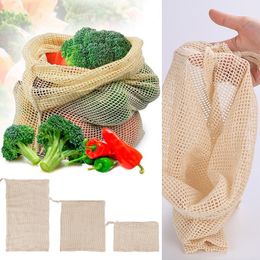 3 size vegetable fruit bag,storage bag Reusable Produce Bags,Eco-Friendly,100% Organic Cotton Mesh Bags , Bio-degradable Kitchen DHL