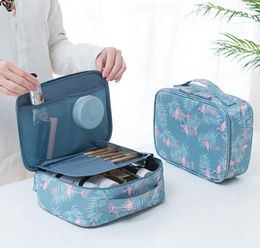 5pcs Women Feather floral Printing Cosmetic bag Organiser Waterproof Large Capacity Hook Travel bag Hanging Toiletry Wash Bag