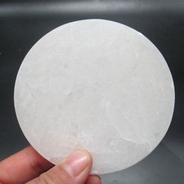 Selenite Charging Plate Coaster Cup Mats Crystals Reiki Healing Energy Infused Gemstone Tray Pedestal Decor Ornament Stone/Gift