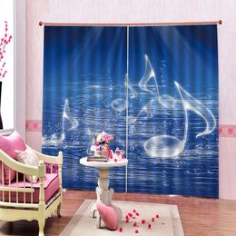 Wholesale 3d Curtain Jumping notes on the azure sea Digital Print 3d HD Landscape Curtains