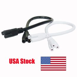 Switch T5 T8 LED Lamp connecting wire 2ft 60cm white integrated two head cable three proung connector tube cable linkable cords