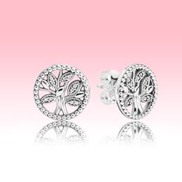 NEW Sparkling Family Tree Stud Earrings Fashion Women Gift Jewellery with Original box for Pandora 925 Silver Earring sets