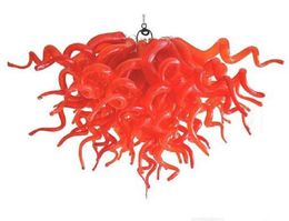 Elegant Lamps Red Pendant Lights Small LED Light Chandelier 100% Mouth Blown Borosilicate Art Murano Glass Chandeliers