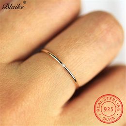 Stacking Female Thin Ring With Stone 925 Sterling Silver Dainty Wedding Rings For Women White Crystal Midi Ring Fine Jewellery
