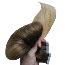 Tape in Hair Extensions Human 100g/lot 100% Remy Hair 16-24 Inches Real Remy ombre Hair Exensions 40pieces Blonde Skin Weft