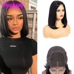 Malaysian Human Hair 4X4 Lace Front Bob Wig Straight 10-18inch Hairs Wigs Middle Part 4*4 Silky Virgin Hair