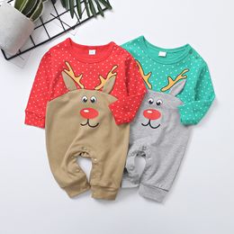 Christmas Infant Baby Rompers Kids Long Sleeve Rompers Boys Babies Cartoon Deer Onesies Toddlers Children Jumpsuits 15338