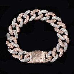 Designer Bracelet Hip Hop Jewellery Iced Out Cuban Link Chain Mens Bracelets Bling Diamond Tennis Love Bangle Snap Button Jewlery Go307G