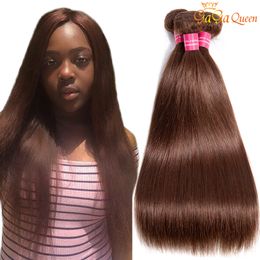Brazilian Virgin Straight Hair #2 #4 Colour 100% Remy Hair Straight Light Brown Human Hair Weave Bundles