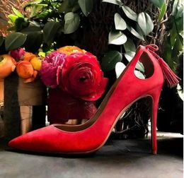 2019 Beige Suede Fringe Heels Women Shoes Sexy Pointed Toe Women Pumps Kim Kardashian Style High Heels Bridal Wedding Shoes
