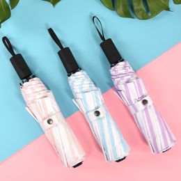 Women's Umbrellas Outdoor Fog Sun Umbrella Anti Ultraviolet Sunny Umbrella Small Fresh Color Plastic Stripe Three Fold Umbrella