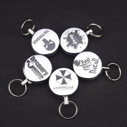 Outdoor Key Chain Resilience Steel Wire Rope Retractable Alarm Key Ring Elastic Keychain Recoil Sport Anti Lost Yoyo Ski Pass ID Card Holder