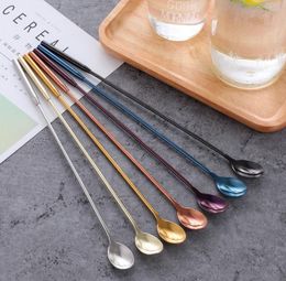 Bar Spoons Stainless Steel Long Cocktail Whisks Gold Swizzle Sticks Barware Muddlers Drinking Tools Bar Supplies SN3543