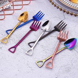 Stainless Steel Coffee Spoon Coffee Tea Stir Mixing Spoon Dessert Fruit Fork Cafe Tools Wedding Party Kitchen Accesorry