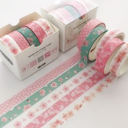5 pcs pack Striped  Flowers Colorful Decorative Adhesive Tape Masking Washi Tape Scrapbooking Sticker Label School Office Supply 2016