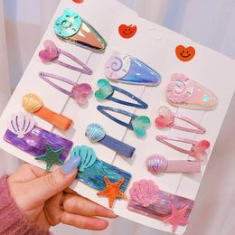 new style 5pcs/set Mermaid women hair clips glisten conch girls barrettes cartoon designer BB clips hair accessories for women