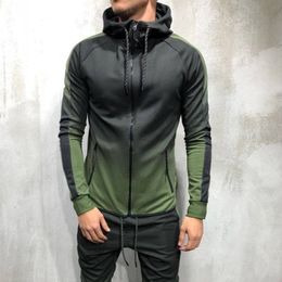 Fashion men 3D Gradient Colour jacket Spring autumn thin hooded Casual coat mens hip hop Streetwear Male Fitness outerwear S-3XL SH190906