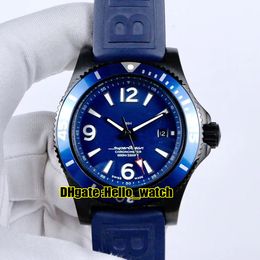 New Super Ocean Date PVD Black Steel Case M17368D71C1S1 Blue Dial Automatic Mens Watch Rubber Strap High Quality Gents Watches Hel294k