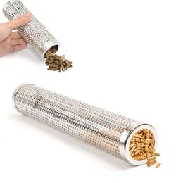 BBQ Stainless Steel Perforated Mesh Smoker Tube Filter Gadget Hot Cold Smoking