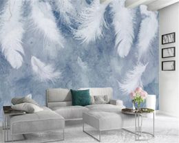 Living 3d Wallpaper Romantic and beautiful white feather custom Your Favorite Premium Atmospheric Interior Decoration Wallpaper