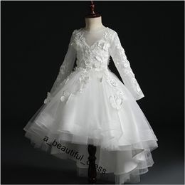 Bead Decoration Long Flower Girl Dress New Girl Ball Gown pageant Wedding Party Exchange Dress Ball Beauty Sexy Shoulder Dress FG1267