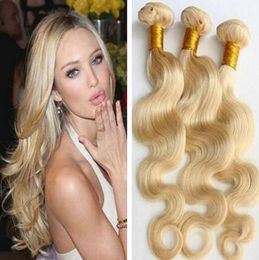 9a grade hair Australia - Blonde Human Hair Weave Pure Color #613 Platinum Bleach Blonde 3Pcs 9A Grade Brazilian Wavy Bundles