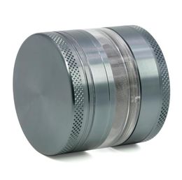 New Four-Layer Grey Transparent Smoke Grinder of 63MM Aluminum Alloy