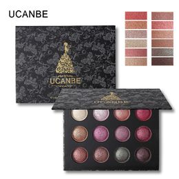 UCANBE Pro High Quality 12 Colours Baked Metallic Eye Shadow Makeup Palette Glitter Smoky Nude Eye shadow Powder Cosmetics 60pcs/lot DHL