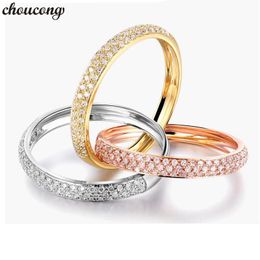 choucong Charm 3-in-1 Ring set 925 sterling silver Pave setting Diamond Engagement Band Rings For Women Wedding Jewelry