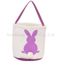 2020 Easter Bunny Baskets Cute DIY Handmade Stuffed Rabbit Tail Handbags Purse Tote Canvas Easter Gift Candy Barrel Basket Bag Hot A122106