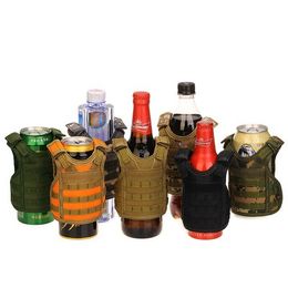 Camping Multi-tool Beer Bottle Cover Vest Shape Nylon Adjustable Detachable DIY Drinks Can Water Bottles Decoration EEA1114