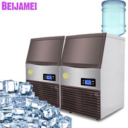 BEIJAMEI Commercial Ice Maker Machine 96kg/24h High Capacity 220V Square Ice Cube Making for Bubble Tea Shop Catering