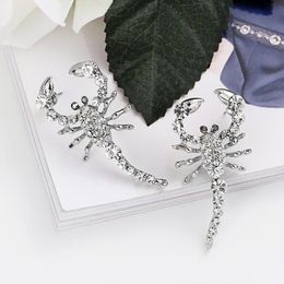 Wholesale-New hot designer full of diamonds silver three-dimensional animal scorpion fashion earrings alternative exaggerated Jewellery