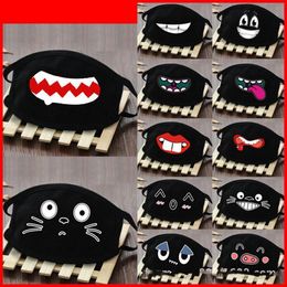 Designer Cotton Dustproof Mouth Face Masks Black Anime Cartoon Lucky tooth Women Men Muffle Face Mouth Masks Cloth Creative Masks