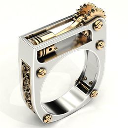 Fashion Steampunk Gears men cool Clock Style Ethnic Rings For Women Girls Vintage Steam Punk Jewellery ring