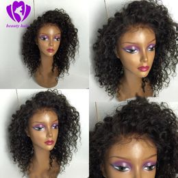 kinky blue Canada - Kinky Curly Bob Lace Front simulation Human Hair Wigs Brazilian Kinky Curly Wig For Women 180 Density synthetic wig for women