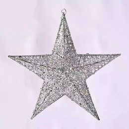 Christmas Decor Star Ornaments DIY Crafts Kids Gift for Home Christmas Tree Party Decorations Iron Art Glitter Pentagram