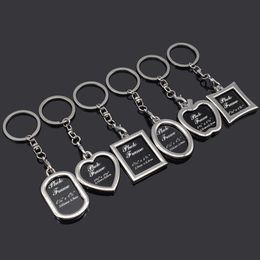 Photo Frame Keychain Round Heart Oval Rhombus Shape Metal Alloy Keychain Key Chain Keyring Car Keychains Couples Keyring Gift