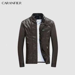 CARANFIER Mens PU Jackets Coats Motorcycle Biker Faux Leather Jacket Men Autumn Winter Clothes Male Classic Thick Velvet Coat S191019