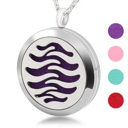 Perfume Aromatherapy Essential Oil Necklace Stainless Steel Hollow Men And Women Elegant Wave Pendant