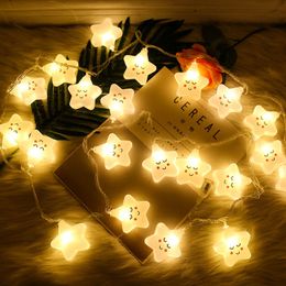 LED Smiling Face Strings Lights Wedding Birthday Holiday Lighting Cute Star Strings for Christmas Party Decoration